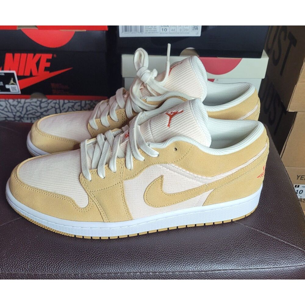Air Jordan 1 Low SE Twine Orange Quartz Corduroy W 11.5 DH7820-700 New